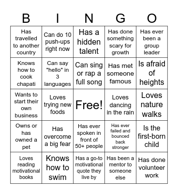 The Alumni Edition Human Bingo Card