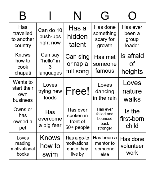 The Alumni Edition Human Bingo Card
