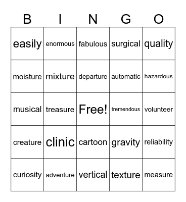measu Bingo Card