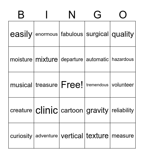 measu Bingo Card