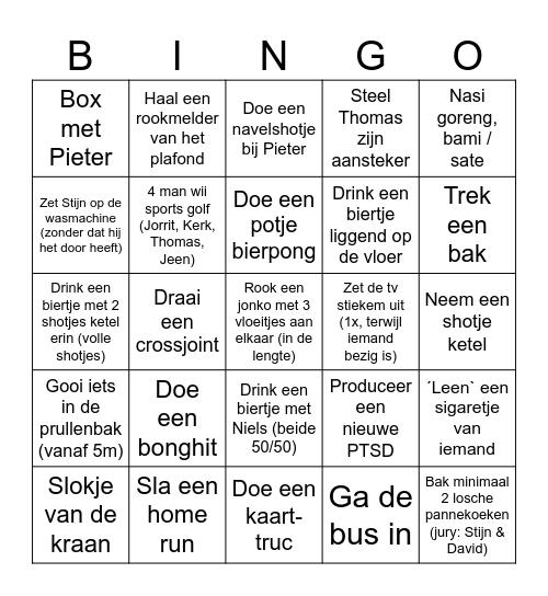 Jeen Bingo Card