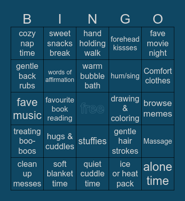 AFTERCARE BINGO Card