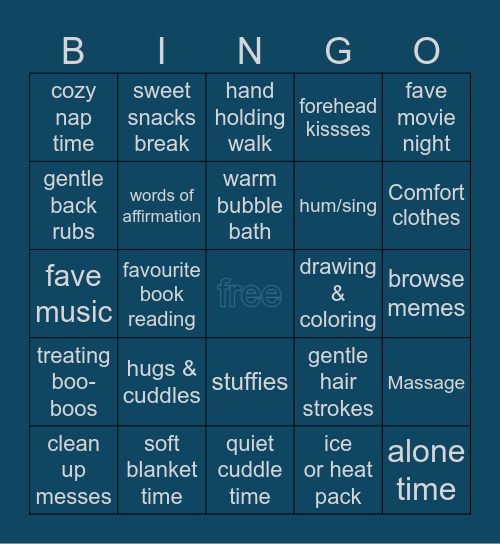 AFTERCARE BINGO Card