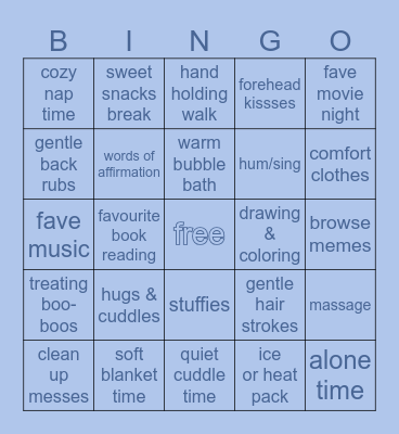 AFTERCARE BINGO Card