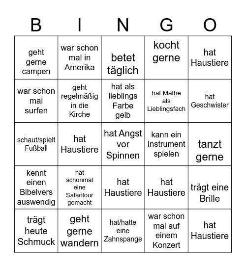 Kennenlernbingo Card