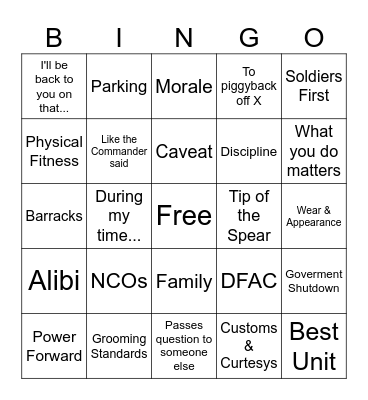 Town Hall BINGO Card