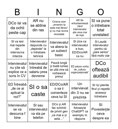 interviu Bingo Card