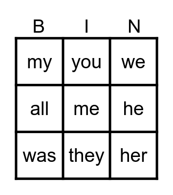 Phonics Bingo Card