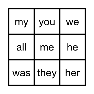Phonics Bingo Card