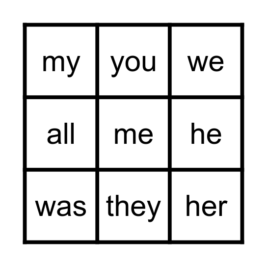 Phonics Bingo Card