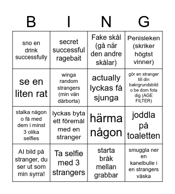 Sumercamp 2k25 AW Bingo Card