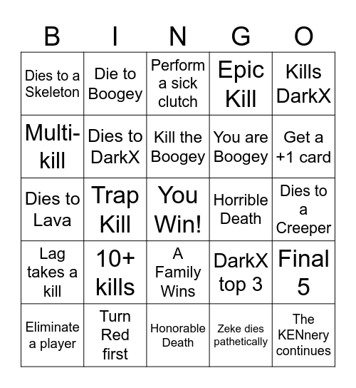 Bounding Life Bingo Card