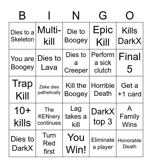 Bounding Life Bingo Card