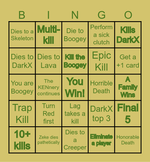 Bounding Life Bingo Card
