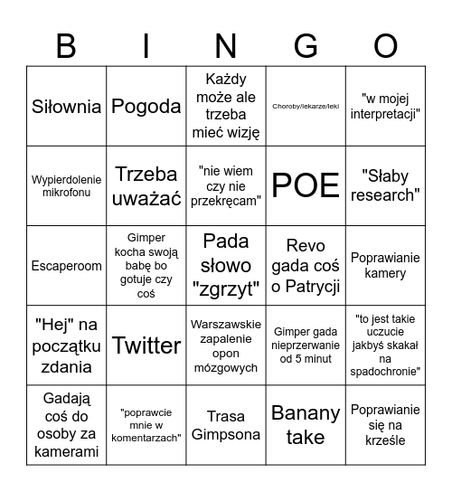 Bingo Zgrzyt Bingo Card