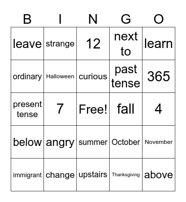 One tree, two branches Bingo Card