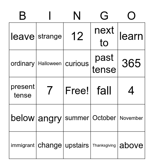 One tree, two branches Bingo Card