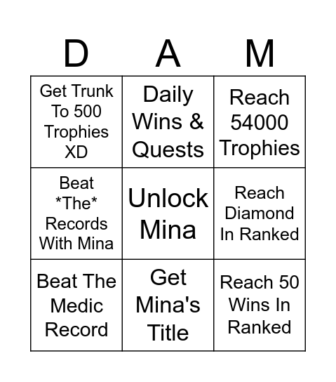 THE BIGGEST PROGRESSION MONTH!!! Bingo Card