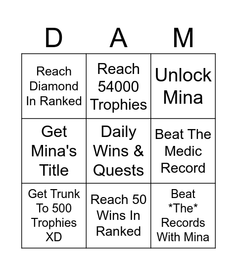 THE BIGGEST PROGRESSION MONTH!!! Bingo Card