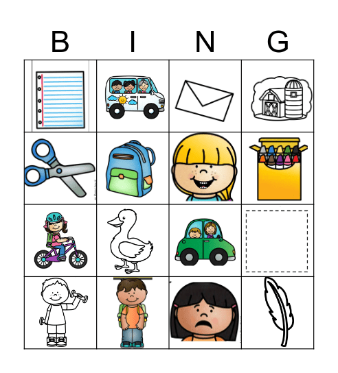 Kindergarten Vocab Bingo Card