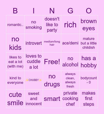 Are you my type? Bingo Card