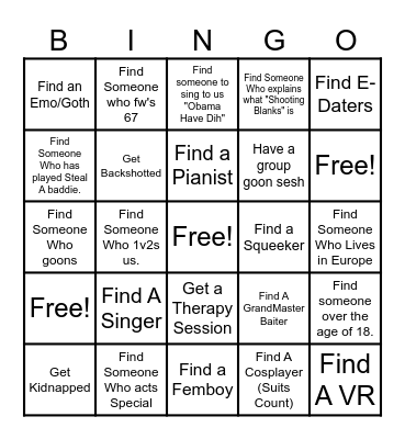 Neighbours Bingo Card