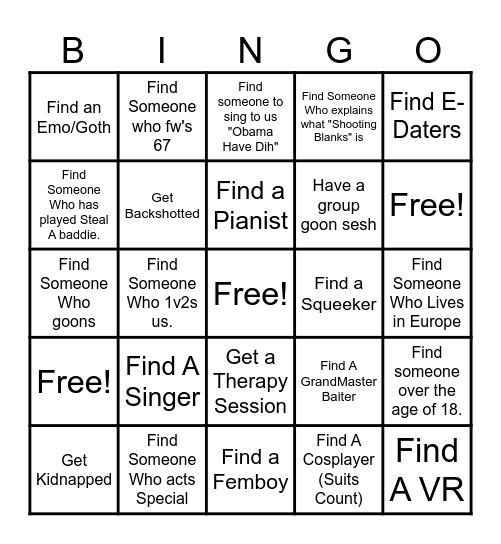 Neighbours Bingo Card