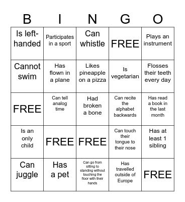 Find someone who… Bingo Card