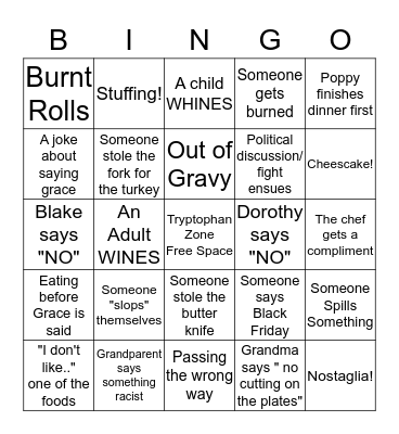 Fulton/Sullivan Thanksgiving Bingo Card