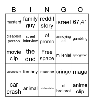 reels bingo Card