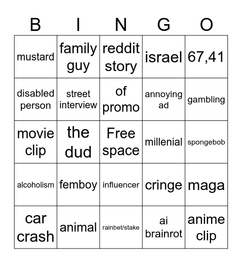reels bingo Card