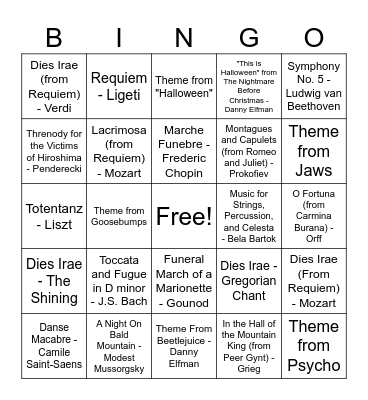Halloween Bingo Card