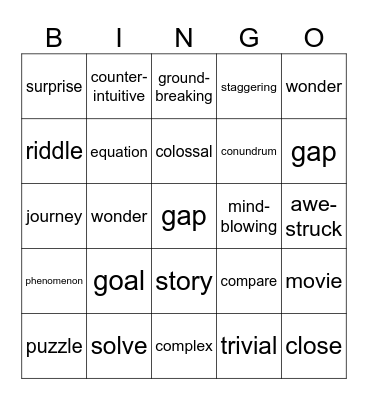 Science slam Bingo Card