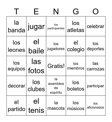 La Semana De Espíritu Bingo Card
