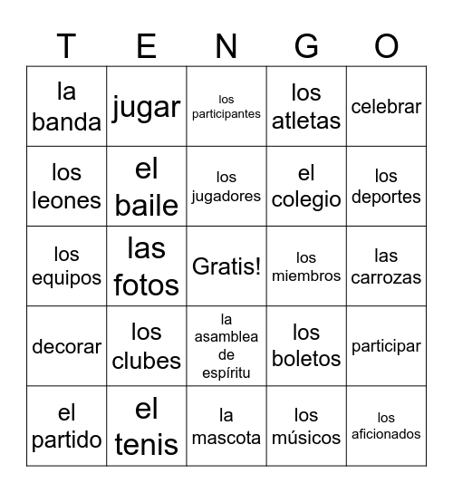La Semana De Espíritu Bingo Card
