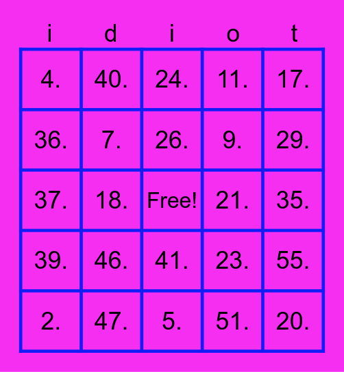 Los idiotas del clientos Bingo Card