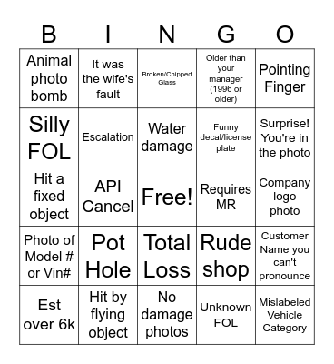 RV Park Bingo Card