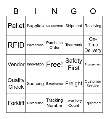 Supply Chain Bingo Card