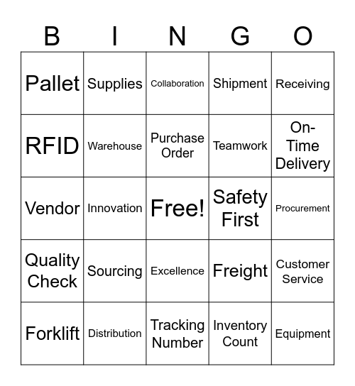 Supply Chain Bingo Card