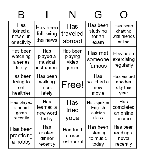 Have you...? Bingo Card
