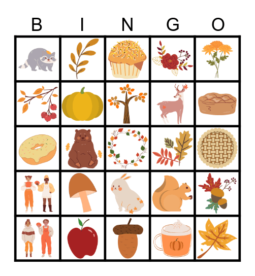 Fall Items Bingo Card