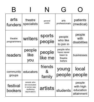 Audience BINGO Card