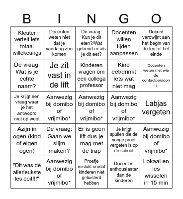 Mad Science Bingo Card