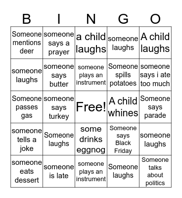 Thanksgiving Bingo Card