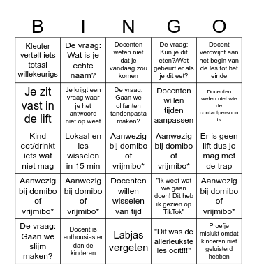 Mad Science Bingo Card