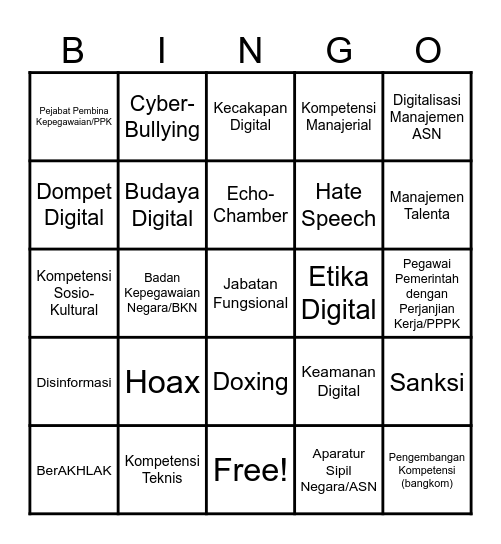 PNBP 40 Bingo Card