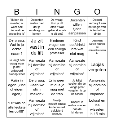 Mad Science Bingo Card