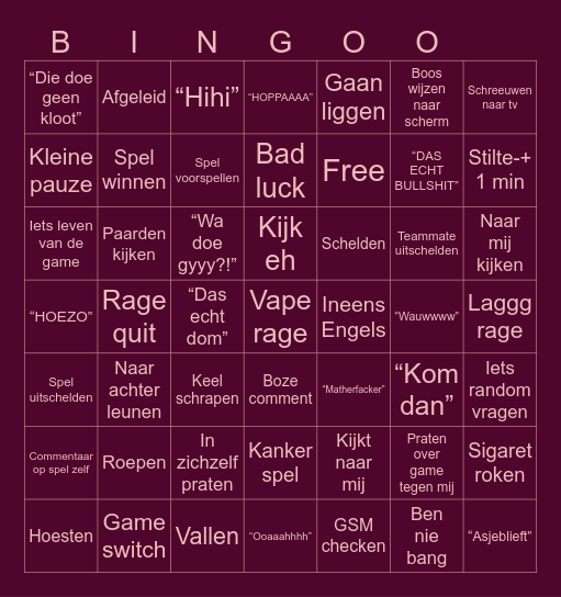 Boyfriend Bingo Card
