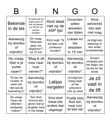 Mad Science Bingo Card