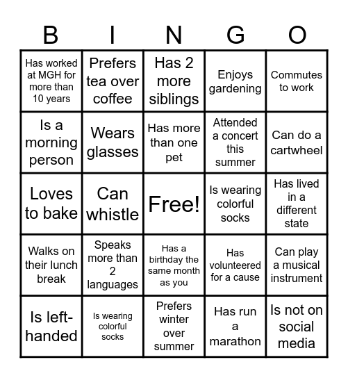FIND SOMEONE WHO... Bingo Card